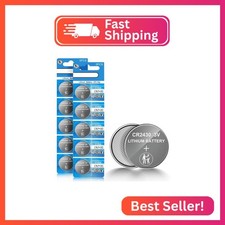 volkate CR2430 Battery, 3V Lithium Coin Battery 10 Count Pack, CR 2430 3 Volt Bu
