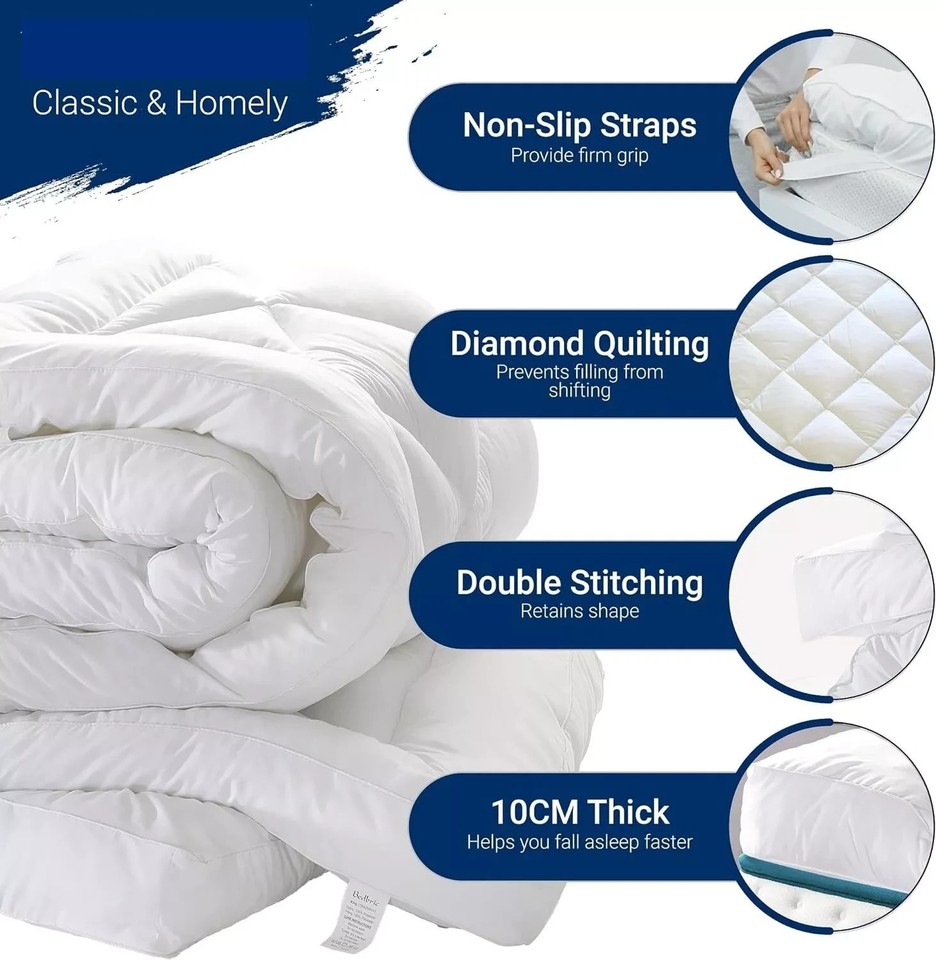 Topper Coprimaterasso Lusso Oro 160 X 200 Per Letto 190 Con Gel Visco Blu E Imbottitura In - Foto 9