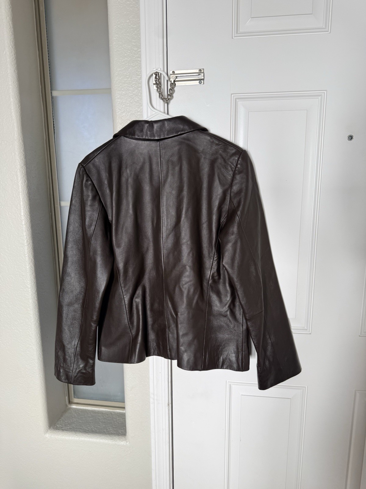 Genuine Leather Brown Button Front Collared Lined… - image 2