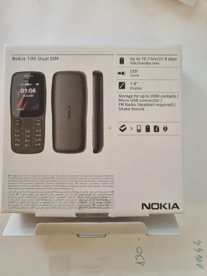 TELEFONO CELLULARE NOKIA 106 2 SIM RADIO FM TASTI GRANDI ANZIANI NERO 2K RUBRICA - Immagine 2 di 4