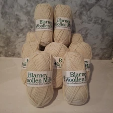 Blarney Woolen Mills Yarn Cream Aran Wool Natural  New 9 Skeins 50 G ea Ireland 