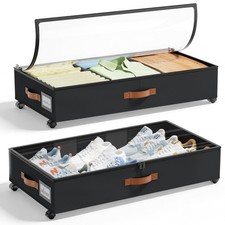 LAMU Under Bed Storage with Wheels, 2 Pack Under Bed Storage Containers with ...