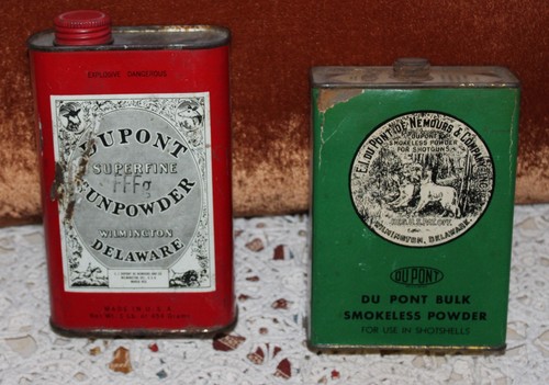 Lot of (2) Vintage Gun Powder Tins Powder Can Dupont  EMPTY