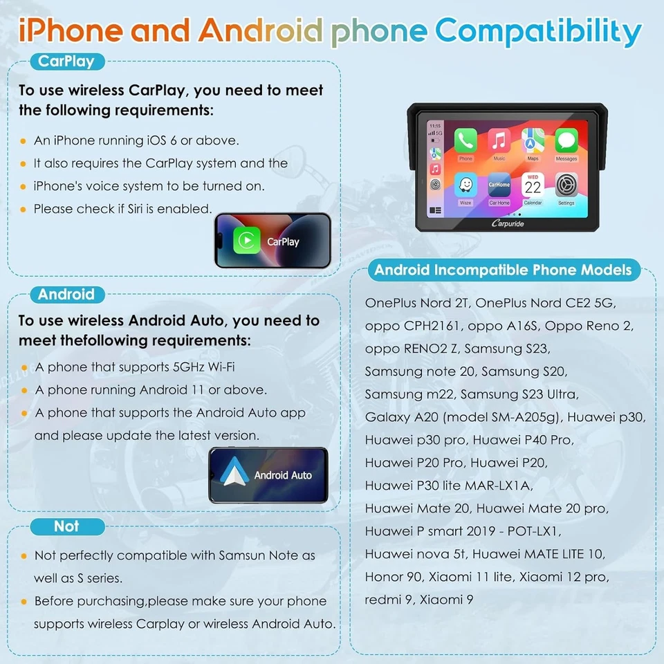 W502PRO para motocicleta CarPlay e Android Auto e Bluetooth duplo - GPS à prova d'água 5" - Imagem 4 de 4