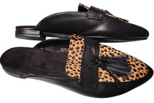 Aerosoles 'Best Girl' Mules Size 9 Leather Animal Print Tassels Comfort