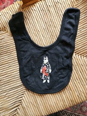 Monmon Cats Black Baby Bib Japanese Tattoo Koi Fish Donburi Cat Design
