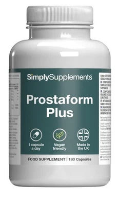 SIMPLY SUPPLEMENTS Prostaform Plus * 180 Capsules * High Strength * New & Improved Formula for Men