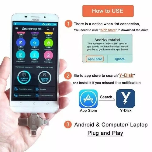 2TB 1TB USB 4 in 1 Flash Drive Memory Stick Type C For iPhone iPad Android Phone - Picture 19 of 31