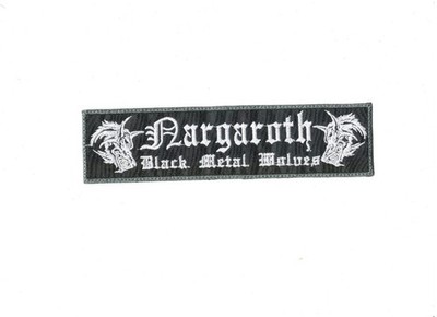 NARGAROTH,BLACK METAL WOLVES,SEW ON GRAY BORDER EMBROIDERED STRIP PATCH