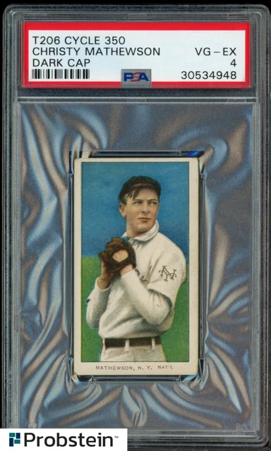 T206 Christy Mathewson HOF Dark Cap New York Cycle 350 Subjects Rare Back PSA 4