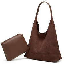 Slouchy Suede Shoulder Bags for Women Large Tote Purse Retro Soft Handbag Cas...