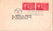 Vintage FDC USPS Scott #931 Franklin D Roosevelt - Pair c1945