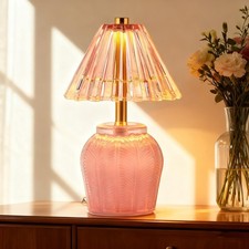 Battery Operated Lamp with Timer, Small Vintage Cordless Table Lamp for Offic...