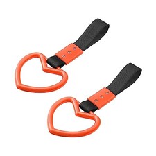 2PCS Tsurikawa Rings Heart-Shaped Car Hand Strap, Rear Bumper Orange/Black