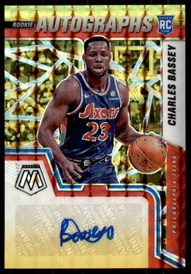 2021-22 Panini Mosaic #RAM-CBS Charles Bassey Choice Fusion Red Yellow AUto