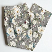 ZARA COLLECTION GRAY WHITE FLORAL STRAIGHT DRESS PANTS S BLOGGER FAV RARE