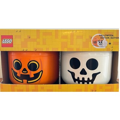 New LEGO Room Copenhagen LARGE Halloween Pumpkin Skeleton Storage 2 Pack