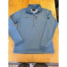 Mammut 1/4 Zip Pullover XL Blue Performance Fleece Hiking Mid Layer Sweater