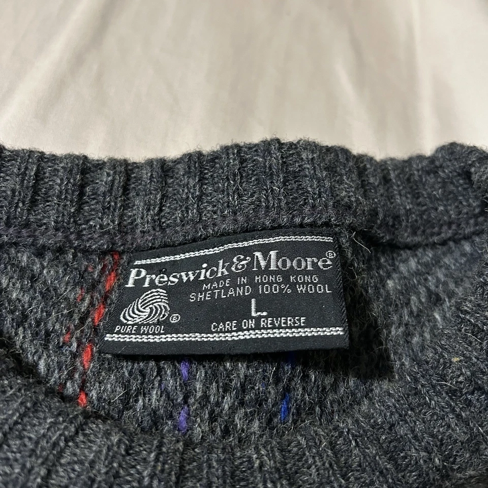 Suéter de Lana Shetland Preswick & Moore Años 90 De Colección Talla Grande Foto 3 de 4