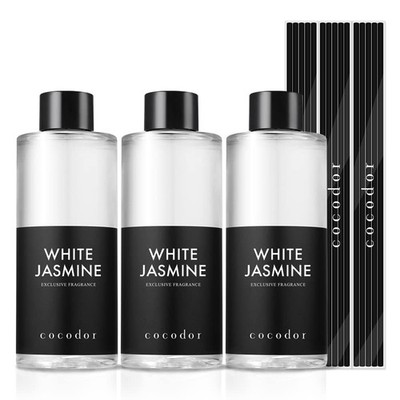 COCODOR Reed Diffuser Öl Nachfüller/White Jasmine 200ml (3er Pack), weiß