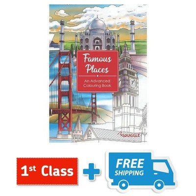 Colouring Book Advanced Famous Places Adult Stress Relief Colour Therapy Art.