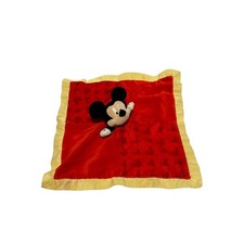 Disney Baby Mickey Mouse Security Blanket Lovey Red Yellow Crinkle Ear Satin