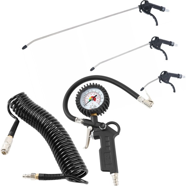 Druckluftschlauch 6M ReifenfÜLler 0-12 BAR + Ausblaspistole Druckluft SET KFZ-image