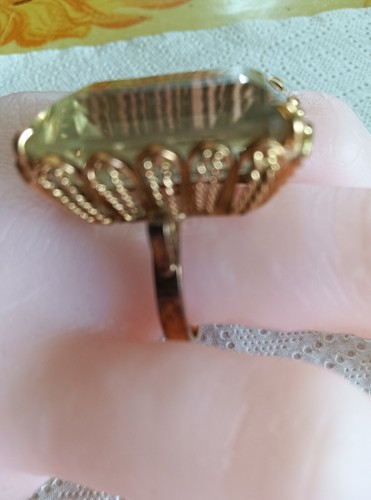 ANELLO ORO 18 KT ANTICO MODELLO COCKTAIL CON TOPAZIO GIALLO - Foto 10 di 11