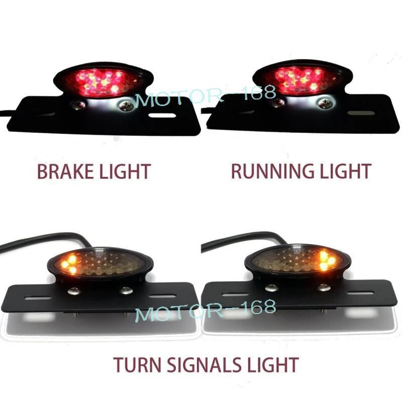 Luz traseira de freio de LED para motocicleta seta placa de licença suporte café pilotos ATV - Imagem 2 de 4