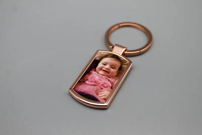 CUSTOMISED PRINTING Personalised custom Printed / Engraved Metal Keyring Photo & text in Gift box