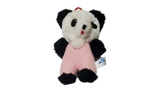 Stuffed Panda Bear Dan Brechner 80s Plush Pink Body Small Animal Carnival Fair 
