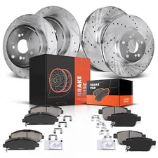 Front & Rear Drilled Brake Rotors & Ceramic Pads for Honda Ridgeline 2006-2011