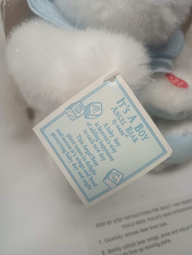 NUEVO EN CAJA ABIERTA Ganz - It's A Boy Musical Angel Bear #EG6372 Azul/Blanco - Imagen 5 de 16