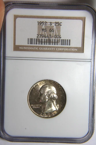 1952-S  25c Washington Quarter - NGC MS66 - Nice COLOR
