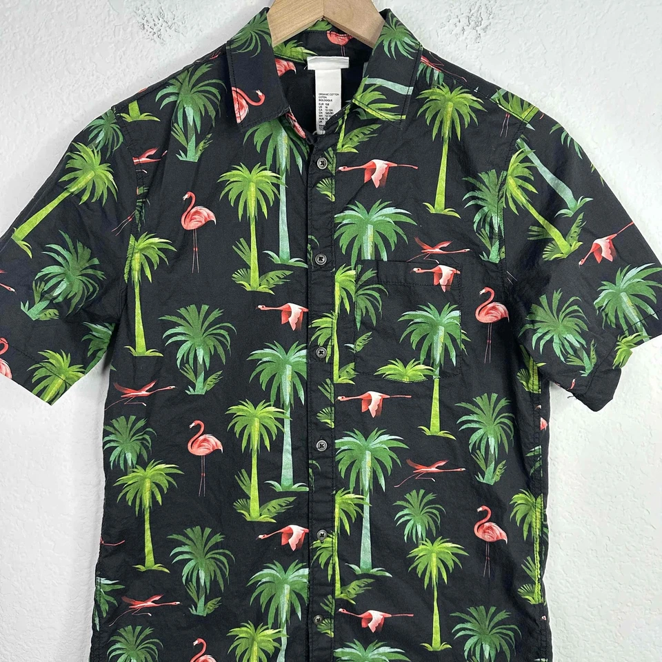 Dieter Braun X HM Shirt Boys Size 16 Short Sleeve Flamingo Tropical Hawaiian - Image 3 of 4