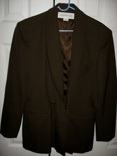 Womens Brown JONES NEW YORK Lined Wool Blazer Jacket 8