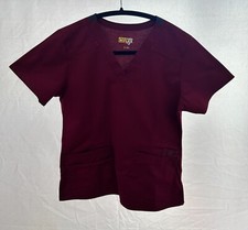 WONDER FLEX SCRUB TOP, WOMEN, SMALL, WINE