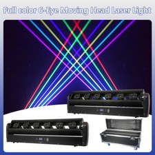 2Pcs 6 Eyes RGB Laser Moving Head Light DMX512 DJ Party Disco with Case