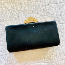 Vintage 20s - 40s Evans Elegance Art Deco Clutch Bag Wallet Black Brass Gold
