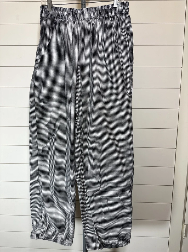 Chef Works Men's Designer Pants Black w/ White checks Sz Medium baggies - Image 3 of 4