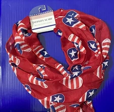 Patriotic American Flag Heart Infinity Scarf Stars & Stripes Sheer Scarf Wrap