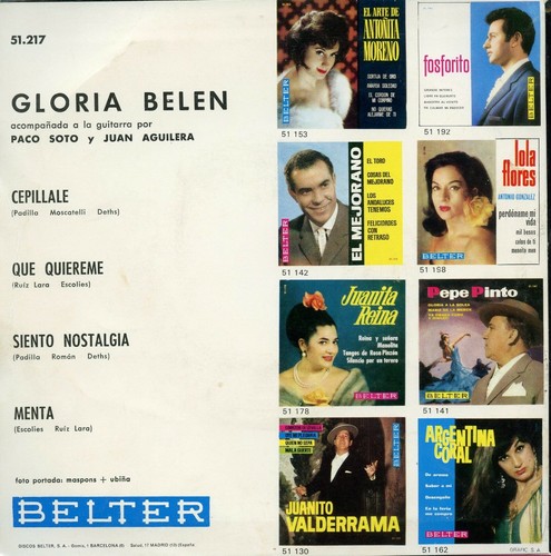 GLORIA BELEN / Cepillale, Siento Nostalgia BELTER 51.217 Press Spain 1966 EP EX - Picture 3 of 5