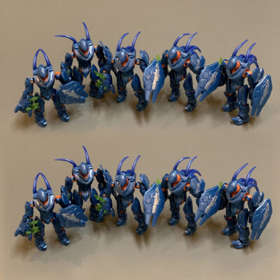 10 New 3.5'' Mega Bloks CONSTRUX HALO BLUE HUNTER figure Warthog Run GFT55 #3e