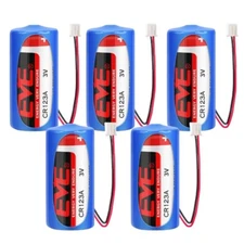 5pcs CR123A 3.0V 1500mAh Non-rechargeable Li-ion Battery with 2.54 White Plug