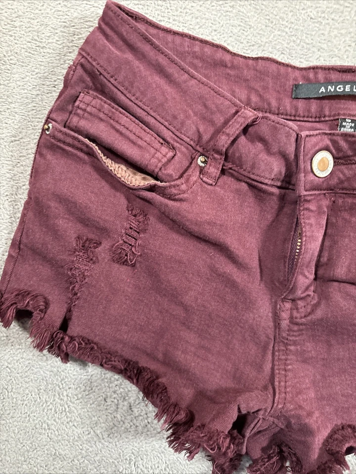 Angel Kiss Denim Jean Shorts Womens 5 Purple Cut Off Jorts Distressed Low Rise - Image 3 of 4