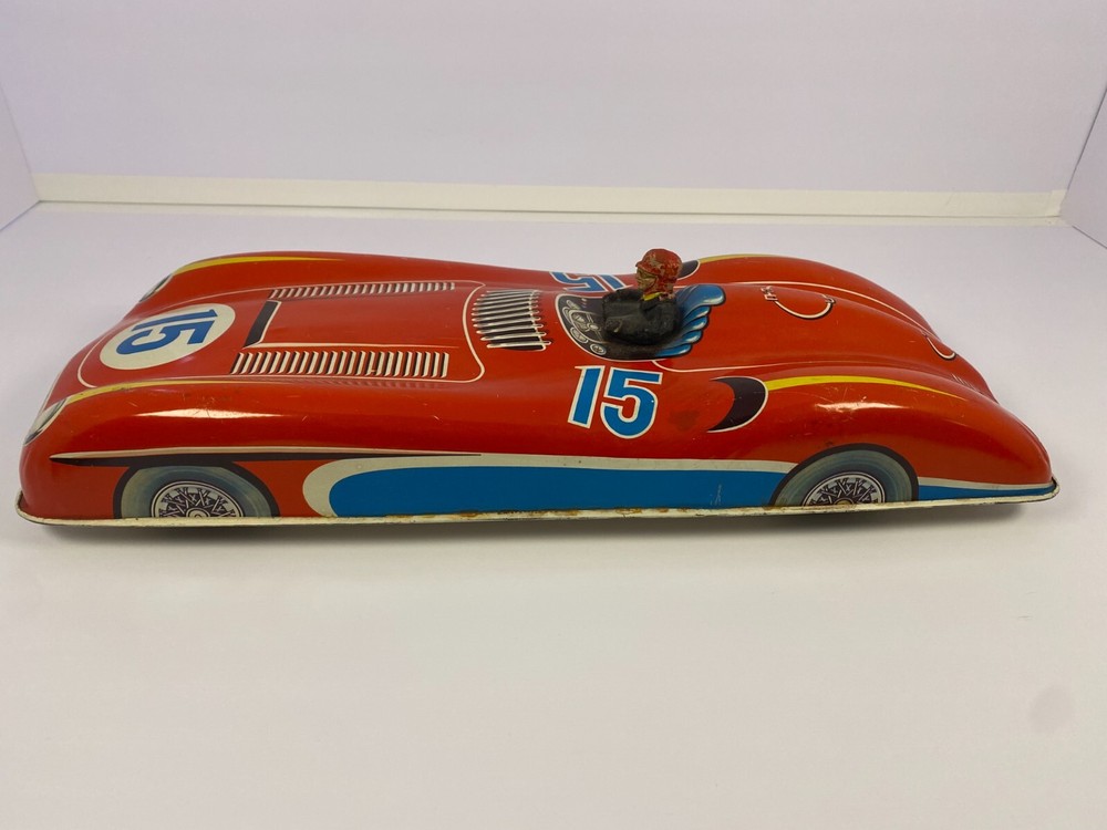 Vintage West Germany Tin Toy Race Car 16x6.5 Inches Retro Classic