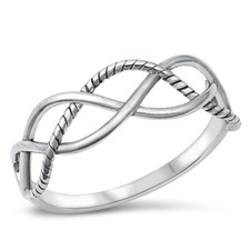 Braided Weave Wave Sterling Silver Band Ring NEW