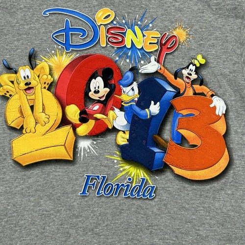 Disney Florida Grafik T-Shirt Erwachsene Medium grau 2013 Puff 3D-Druck Mickey Duck - Bild 2 von 8