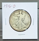 1916-D Walking Liberty Half - Better Grade - Full Date - Original
