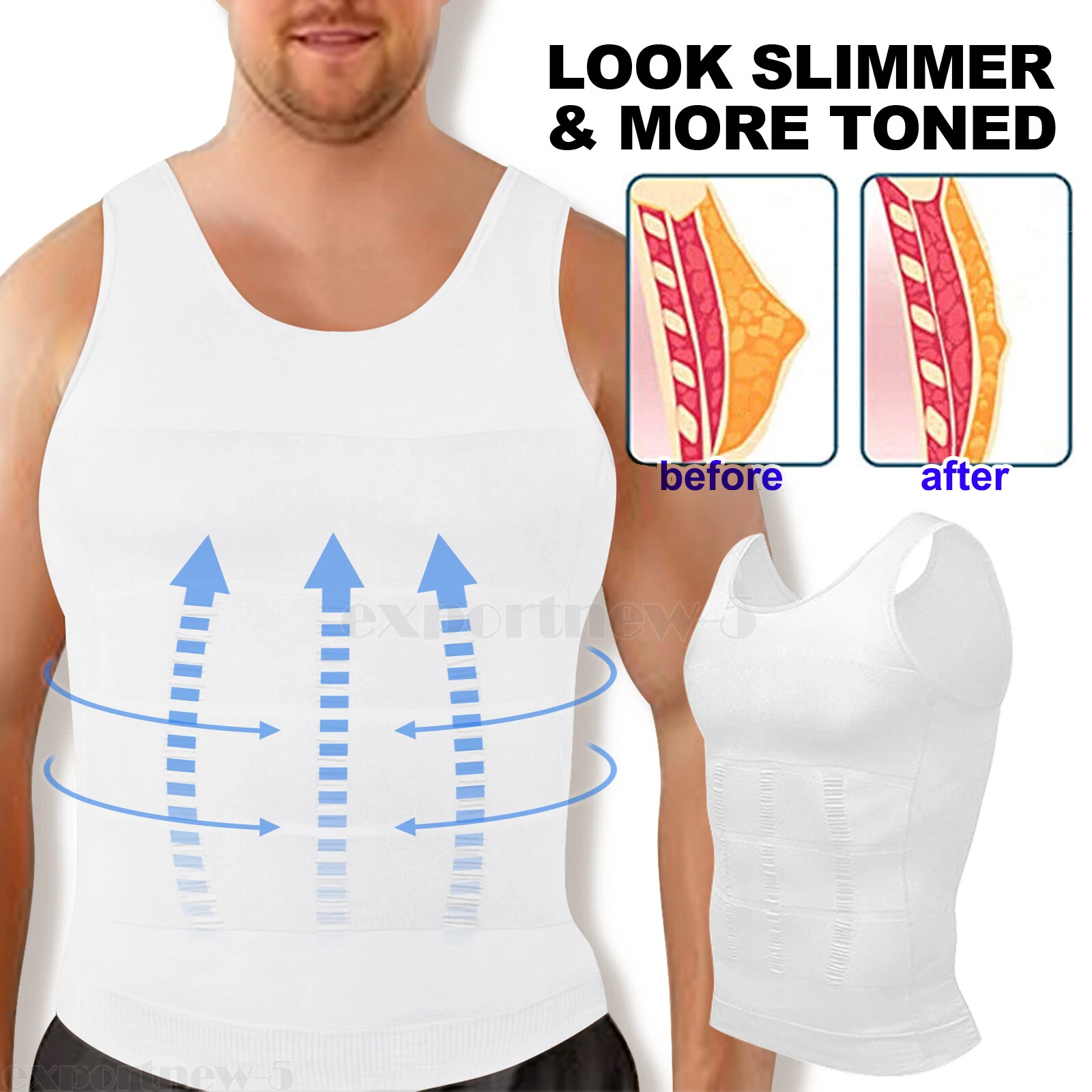 Men's Slim & Lift Compression Shirt - Body Shaper Vest for Toning & Slimming